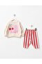 Girl's Cotton Cherry Printed Sweatshirt and Striped Sweatpants Set - 2