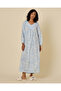 Women Sky Blue V-Neck All Over Print Nightgown