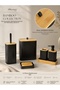 Mina Square Black Real Bamboo Detailed 6-Piece Bathroom Set with Tray