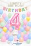 4 Year Old Birthday Concept Macaron Colors Pink Number Foil Balloon Birthday & Special Day