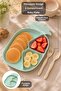 Pineapple Figured Feeding Set - 3 Compartment Food Bowl, Baby Food Container with Spoon and Fork, Green