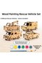 4-Piece Wooden Vehicle Building Set |   Nursery and Classroom Activity (Ambulance, Fire Department, Police, Tow Truck)