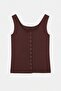 Brown Snap Detail Square Neck Knitted Oversize Basic Undershirt Tbbss26Cv00018 - 4