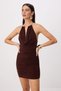 Brown Cowl Neck Bodycone/Body-Hugging Short / Mini Knitted Dress Tprss26El00216 - 2