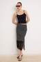 Black Polka Dot Pencil Lace Detailed Regular Waist Midi Stretch Knitted Skirt Twoss26Et00214 - 2