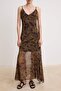 Brown Shawl Pattern Skirt Flounced Yoryo Chiffon Maxi Woven Dress Twoss26El00996 - 3