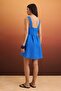 Blue 100% Linen Short / Mini Woven Dress Twoss26El00692 - 4