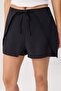 Black Soft Buttoned Mini Shorts with Tie Detail & Bermuda Shorts Twoss26Sr00234 - 3