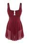 Burgundy Accessory U-Neck Covered Regular Skirt Swimsuit Tbess26Ma00025 - 5
