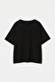 Siyah %100 Pamuk Sırt Baskılı Oversize Kesim Bisiklet Yaka Örme T-Shirt TBBSS24BF00025 - 7