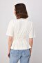 Ekru Bağlama Detaylı Fitted/Vücuda Oturan Kısa Kol Esnek Örme T-Shirt TWOSS26TS00317 - 4