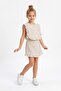 Ecru Plain Woven Girls' Top and Bottom Set Tkdss26Au00128 - 2
