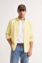 Sarı Unisex Regular Fit %100 Pamuklu Keten Görünümlü Gömlek TMNSS23GO00099