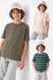 Green-Stone-Khaki 3-Pack Boys' 100% Cotton Basic Short Sleeve Knitted T-Shirt Tkdss25Ts00021