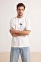 Ekru Oversize/Geniş Kalıp Fil Nakış %100 Pamuk T-Shirt TMNSS26TS00077 - 3