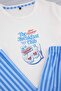 Beyaz-Mavi Pamuklu Baskılı ve Çizgili Örme Pijama Takımı THMAW27PT00055 - 6