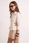 Limited Edition Bej Çiçek Nakış Detaylı Bele Oturan Poplin Gömlek TWOSS26GO00057 - 2