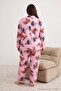 Pembe Leopar Baskılı Gömlek Yaka Örme Büyük Beden Pijama Takımı TBBAW27AI00004 - 4