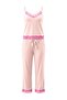 Pink Lace and Ribbon/Bow Detailed Rope Strap Viscose Knitted Pajama Set Thmss20Pt0134 - 3