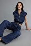 Koyu Mavi Dökümlü Yelek Jeans Denim Alt - Üst Takım TWOAW27AU00016 - 8