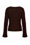 Wardrobe Essentials Kahverengi Kayık Yaka Fitilli Loose Fit Triko Kazak TWOAW27KZ00135 - 7