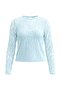 Açık Mavi Düz Fitted/Vücuda Oturan Bisiklet Yaka Dantel Örme Bluz TWOAW27BZ00117 - 6