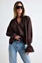 Kahverengi Gipe Detaylı Boho Geniş Kalıp Dokuma Bluz TWOAW27BZ00229