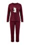 Bordo Puantiyeli Köpek Patchli Polar Örme Pijama Takımı THMAW26PT00193 - 5