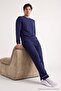 Navy Blue Regular/Normal Cut Piping Detailed Embroidered Pajama Set Tmnaw26Pt00030