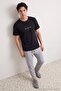Black-Grey Regular Fit Slogan Printed Knitted Pajama Set Tmnaw27Pt00015 - 3
