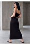 Women's Black Diver Fabric Pencil Skirt Maxi Length Long Slitless Plain Basic - 4