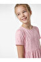 Layered Detailed Patterned Pink Girl's Dress 6Skg80089Ak - 2