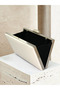 Mother of Pearl Ecru Color Satin Bag Evening Dress Bag Evening Dress Bag with Silver Case Chain Wedding Engagement - 4
