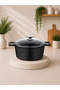 Elexsus 20 cm Cast Granite Deep Pot Non-Stick with Black Glass Lid - 4
