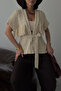 Gold Buttoned Mercerized Vest with Tassel and Belt Detail 5207 - 5