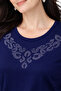 New Pattern Stone Embroidered Round Neck L Stretch Fabric Mother Combed Cotton Blouse 6670 - 4