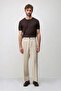 Beige Pleated Relaxed Fit Men's Trousers - 4
