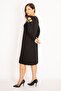 Women's Large Size Black Shoulder Detailed Dress 65n34954