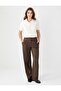 Bitter Brown Wide Leg Regular Waist Long Woven Trousers