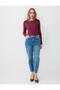 Burgundy Slim Fit Boat Neck Knitted Blouse - 2