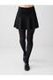 Black Straight Cut Elastic Waist Mini Knitted Shorts Skirt - 4