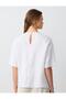 White 100% Linen Relaxed Cut Short Sleeve Crew Neck Blouse - 6