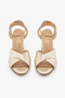 Gold Genuine Leather Cross Strap Thick Heeled Women's Sandals - 7