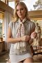 Women's Pink Crispy Floral Printed Cotton Fringed Small Scarf - 2