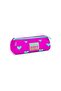 Kids Neon Pink Water Green Heart Patterned Three Compartment Pencil Bag 22317