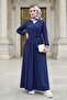 Tie-Up Blouse Skirt Double Set 1465 - Navy Blue - 3