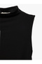 Lightweight Stand Collar Sleeveless Draped Slim Fit Midi Pencil Dress - 5
