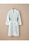Mono Stripe Cotton Bathrobe White - Green