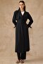 Unlined Soft Fabric Thin Trench Coat with Metal Accessories on the Sleeves Black 6842 - 2