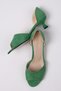 Adrian Green Color Suede Women's Low Heeled Shoes - 7